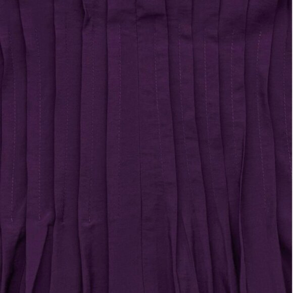 COS Purple Puff Sleeve Gathered Pintuck Pleated Midi Dress Size 4 - Picture 3 of 7